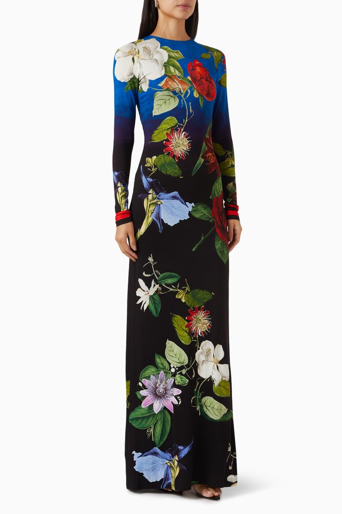 

Delora Open-back Maxi Dress in Viscose-jersey, Blue