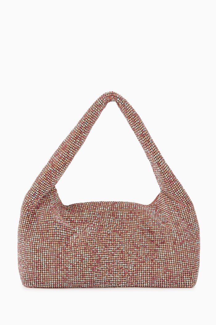 Mini Shoulder Bag in Crystal Mesh, Pink