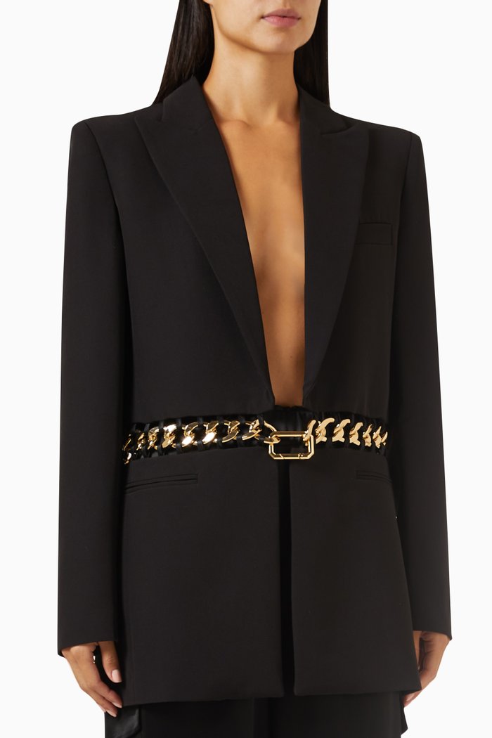 

Della Chain-embellished Jacket in Crepe, Black