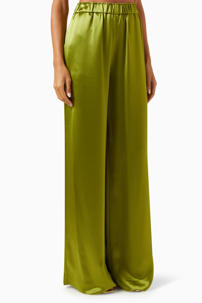 

Sun Wide-leg Pants in Acetate, Green