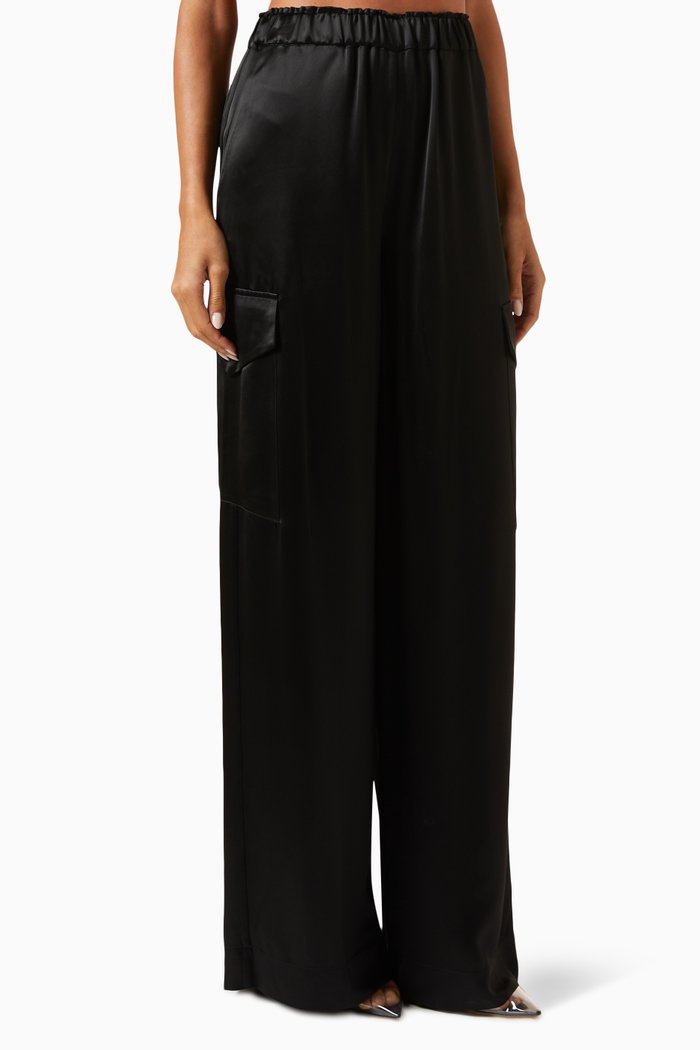 

Melanie Wide-leg Pants in Acetate, Black
