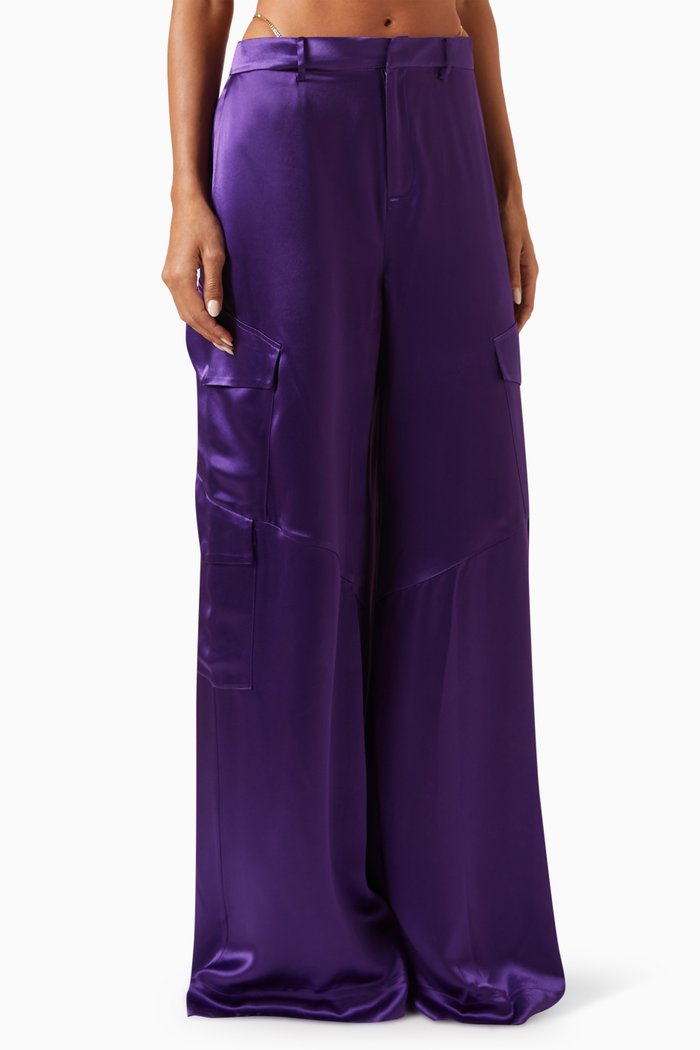 

Harper Oversized Cargo Pants in Acetate, Purple