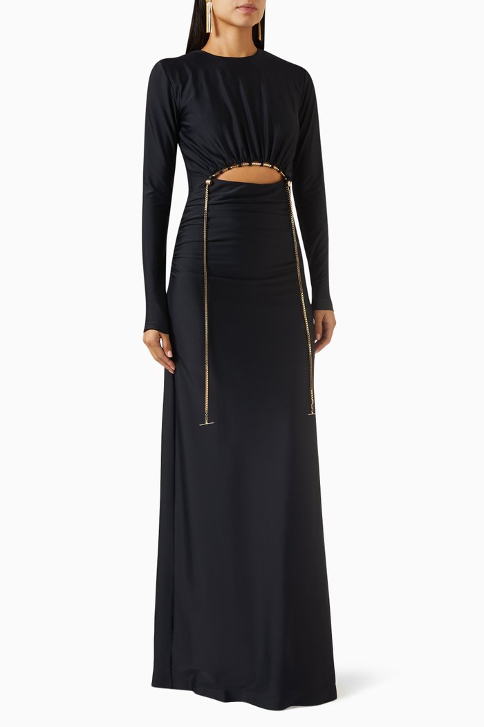 

Molly Cut-out Maxi Dress in Stretch Jersey, Black