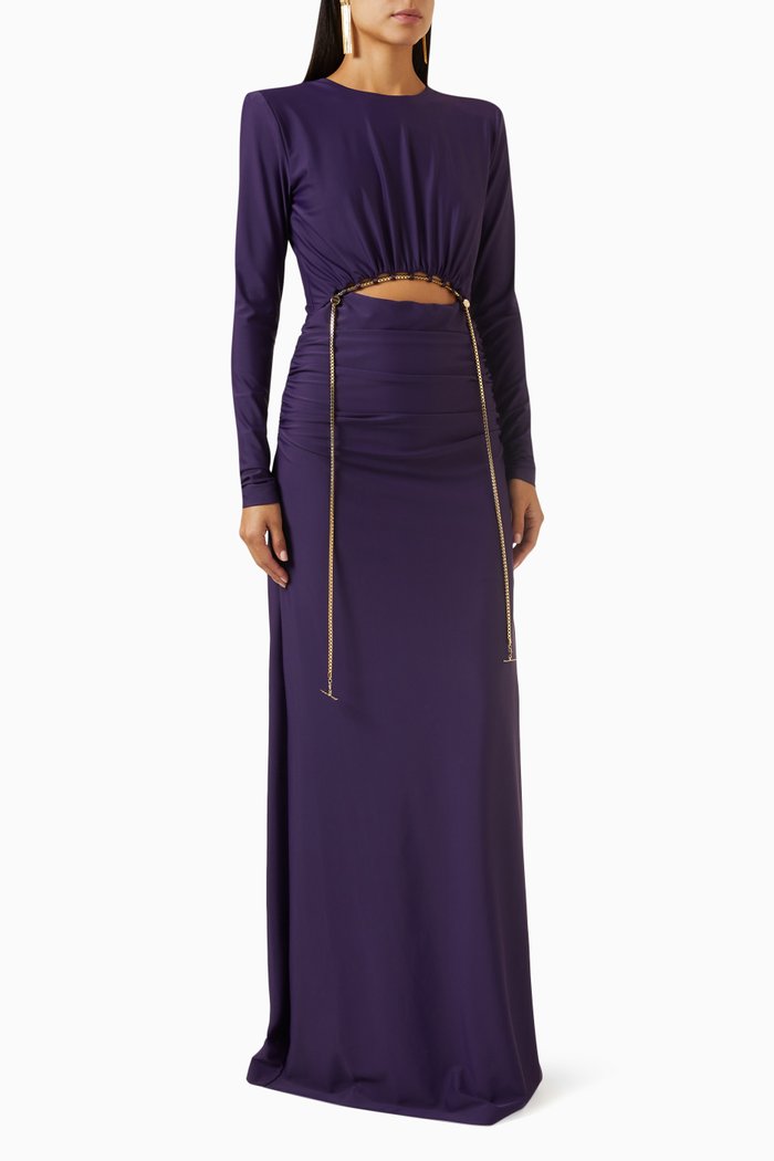 

Molly Cut-out Maxi Dress in Stretch Jersey, Purple
