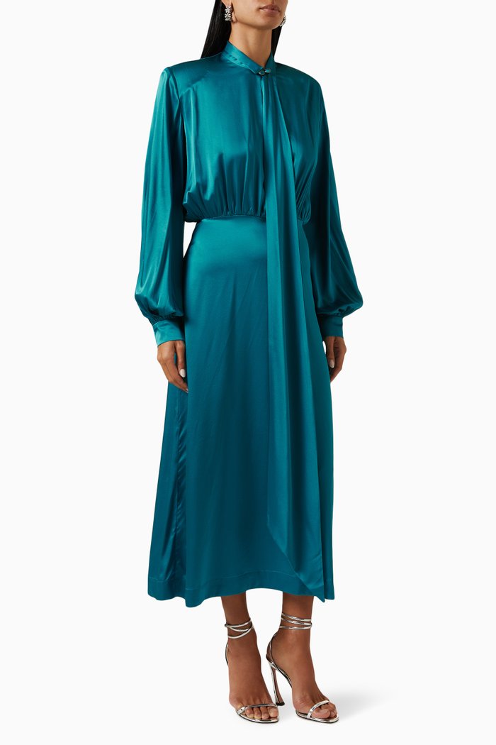 

Julie Midi Dress in Silk, Blue