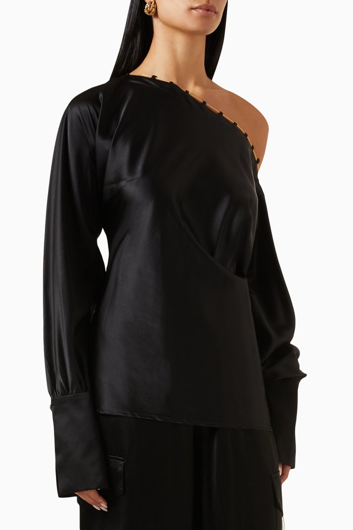 

Daniela One-shoulder Top in Silk, Black
