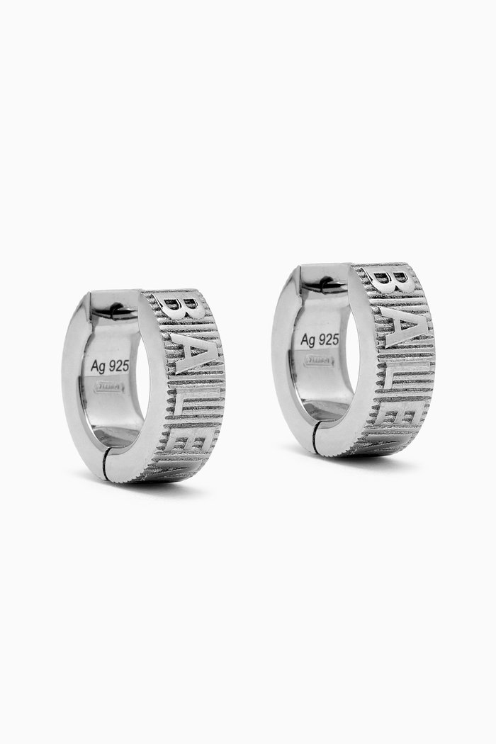 Mini Logo Hoop Earrings in Sterling Silver