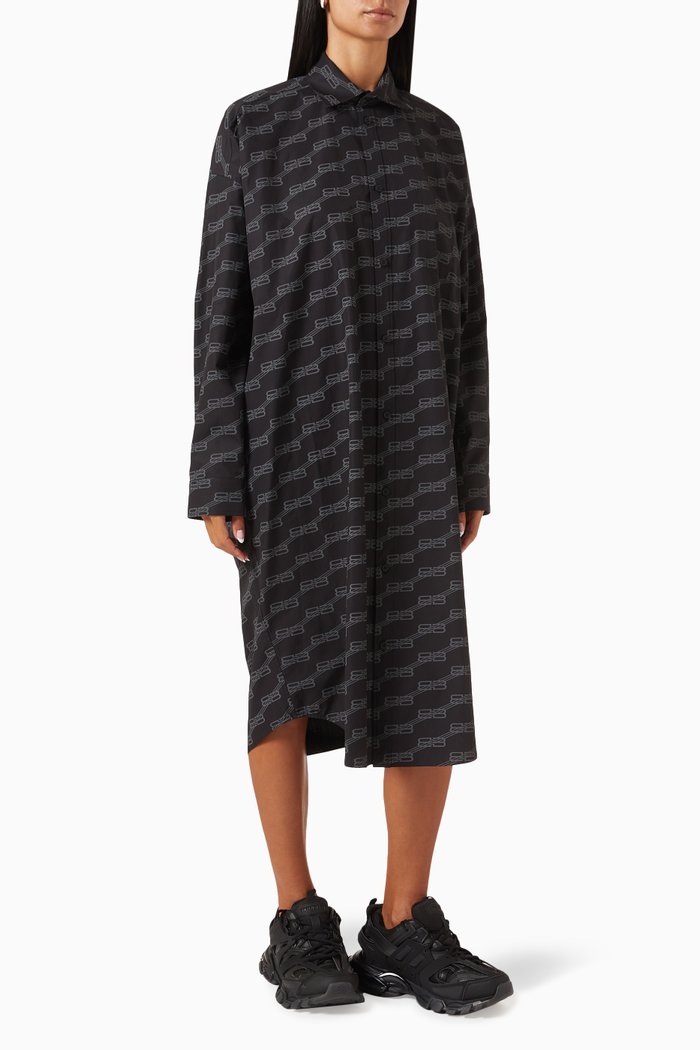 

Cocoon Dress in BB Monogram Cotton Poplin, Black