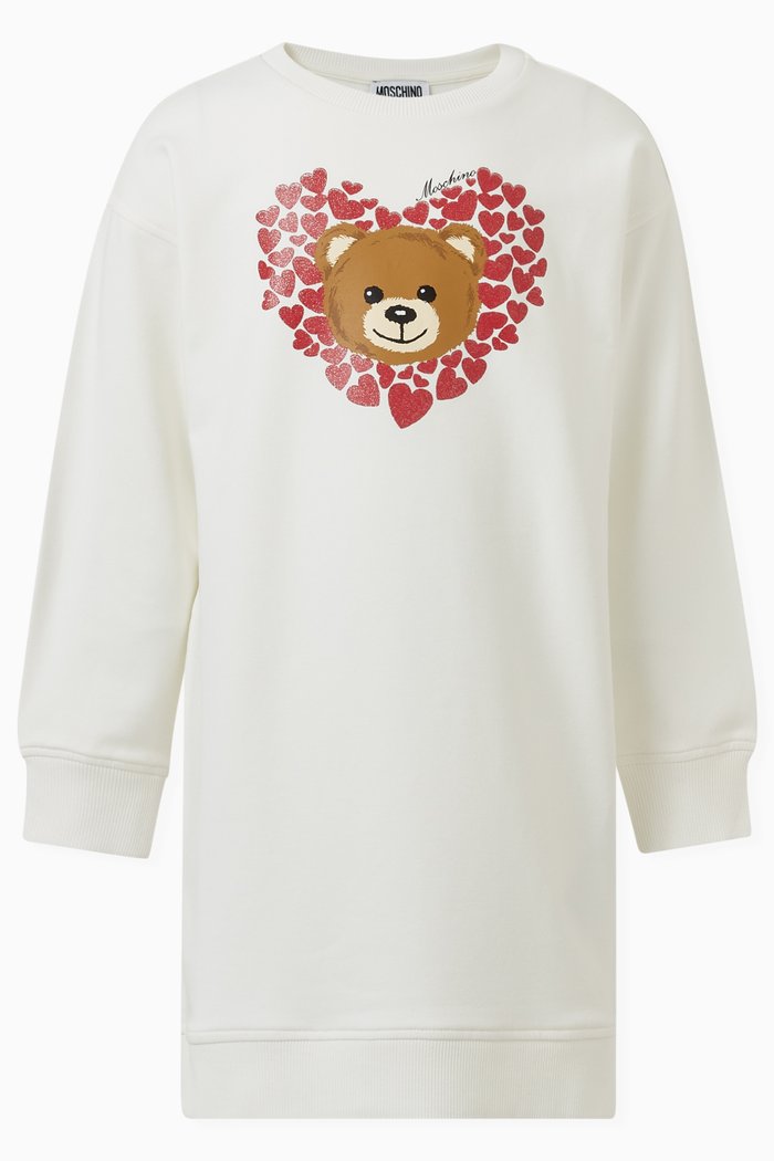 

Little Hearts Teddy Dress in Cotton-fleece, Neutral