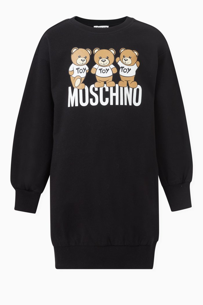 

Teddy Friends Logo Sweatshirt Dress in Cotton-fleece, Black