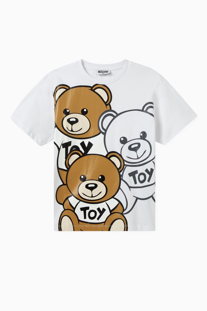 

Teddy Friends Print T-Shirt in Cotton, White