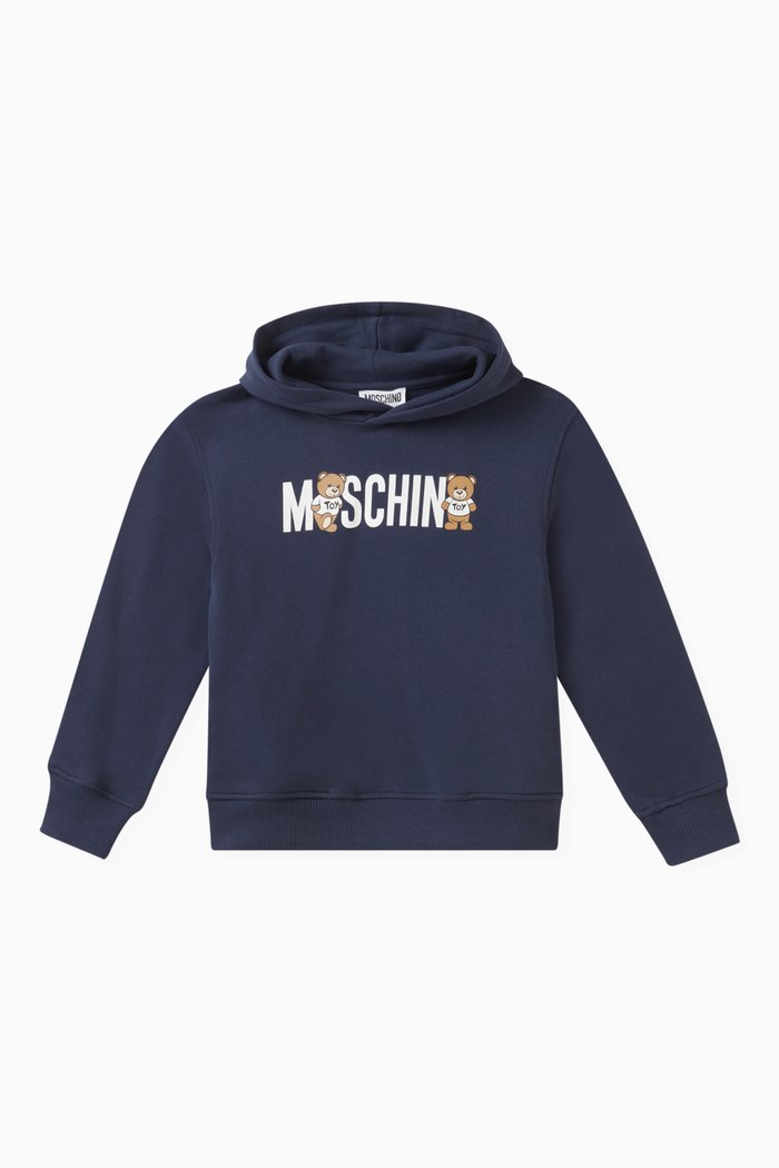 Teddy Logo Hoodie in Cotton-jersey, Blue