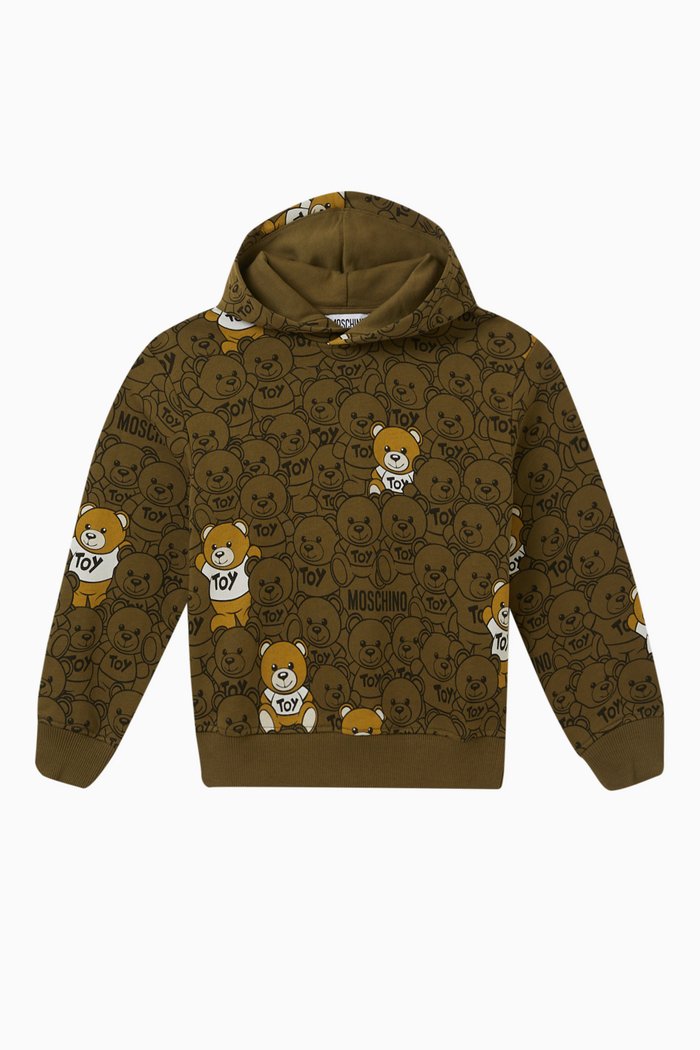

All-over Teddy Logo Hoodie in Cotton-jersey, Green