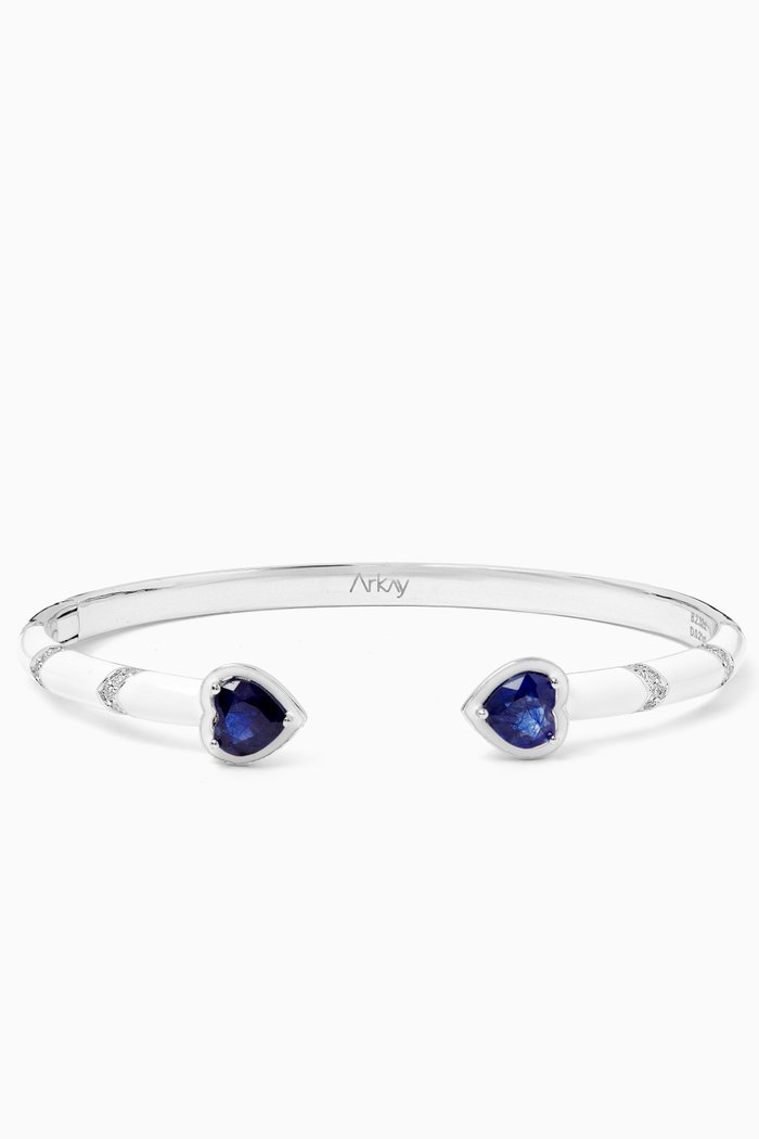 The Enamoured Sapphire & Diamond Cuff Bracelet in 18kt White Gold