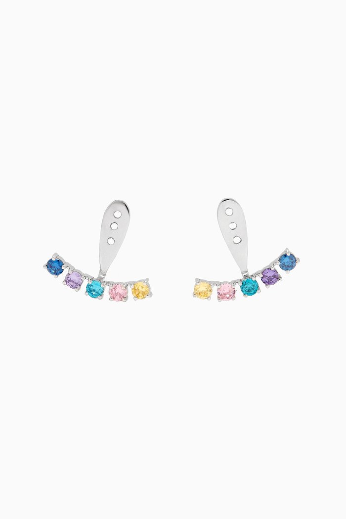 

Rainbow Ear Huggies in 18kt White Gold