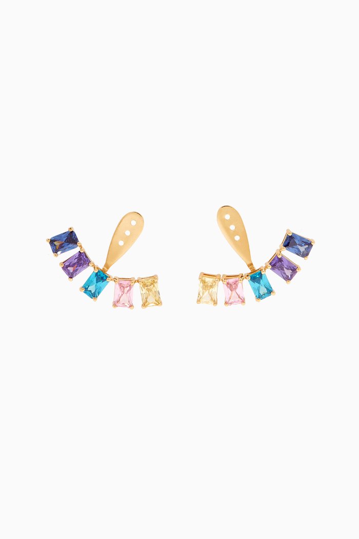 Rainbow Ear Huggies in 18kt Gold, Yellow