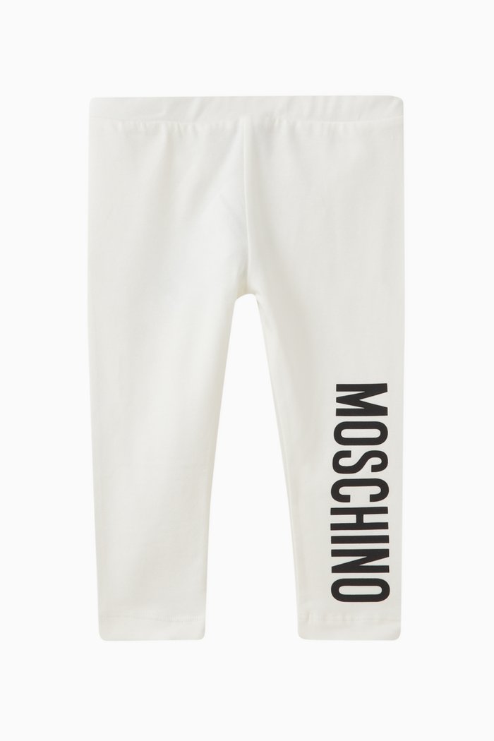 

Logo Print Leggings in Cotton, Neutral