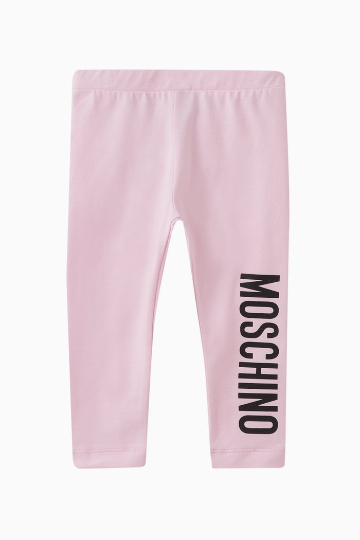 

Logo Print Leggings in Cotton, Pink