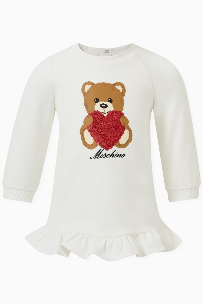 

Heart Teddy Bear Sweatshirt Dress in Cotton-fleece, Neutral