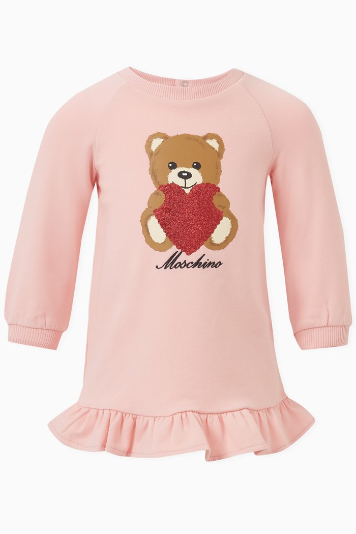 

Heart Teddy Bear Sweatshirt Dress in Cotton-fleece, Pink