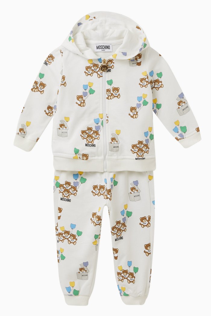 

Teddy Balloon Tracksuit in Cotton-Fleece, White