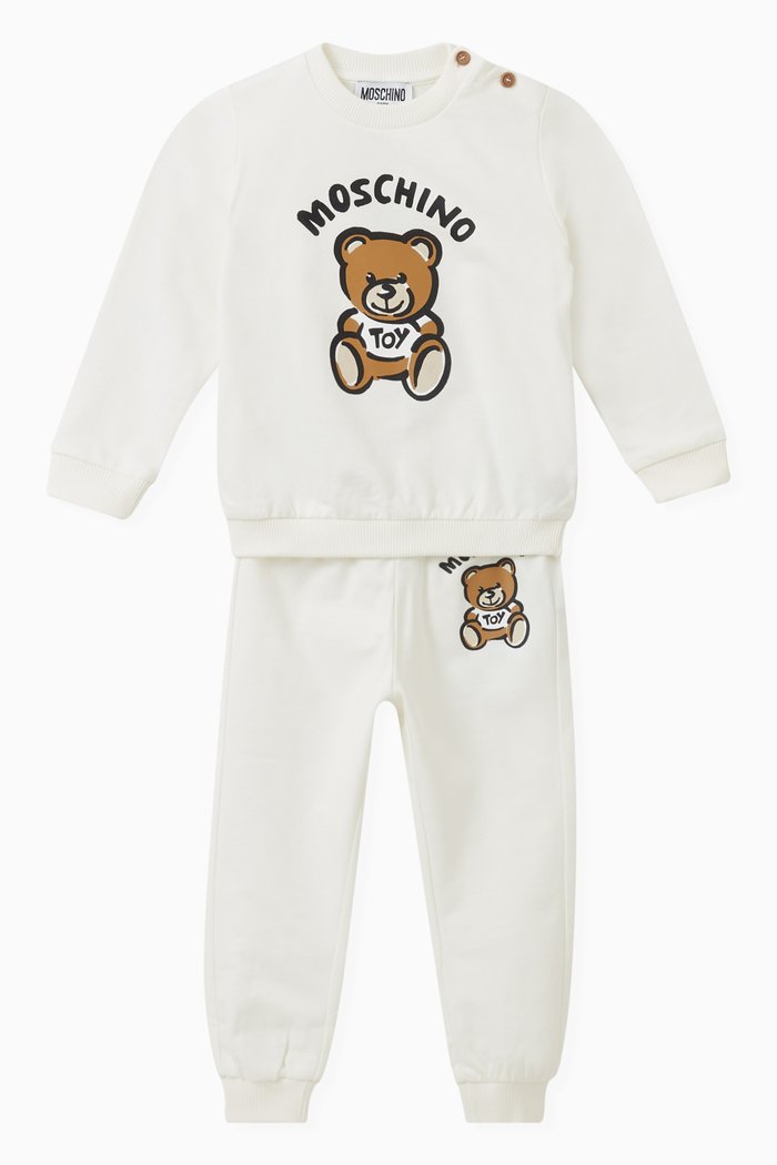

Teddy Bear Tracksuit in Organic Cotton Fleece, White