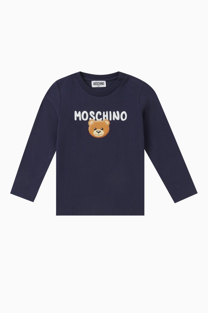 

Teddy Logo Print T-Shirt in Cotton, Blue