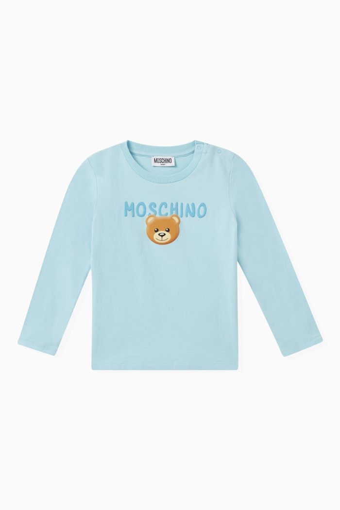 

Teddy Logo Print T-Shirt in Cotton, Blue