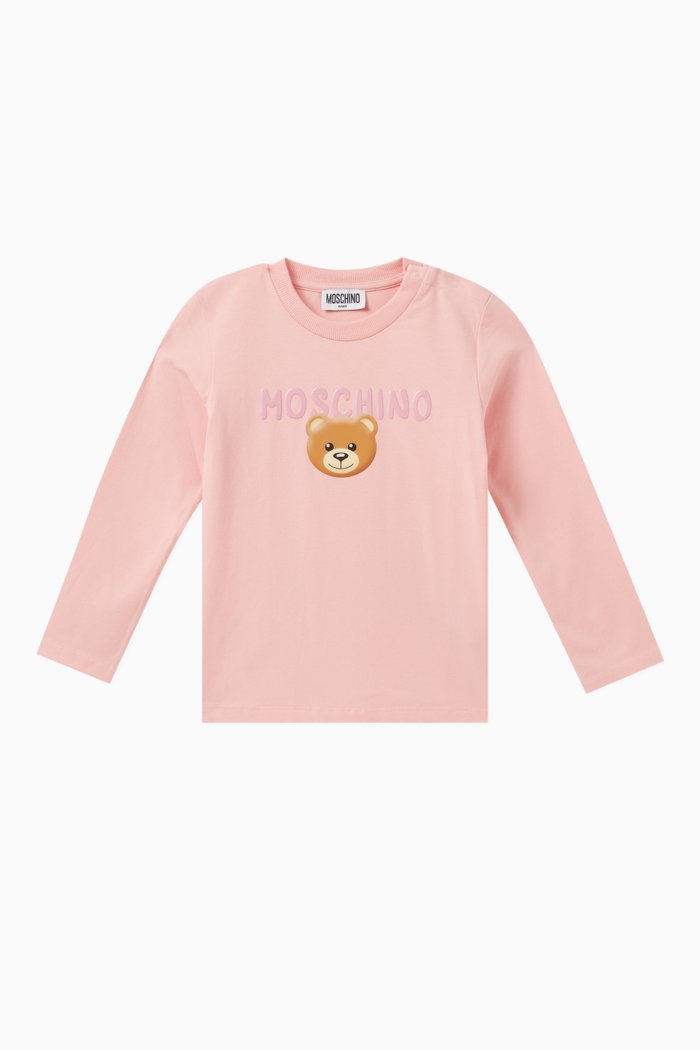 

Teddy Logo Print T-Shirt in Cotton, Pink