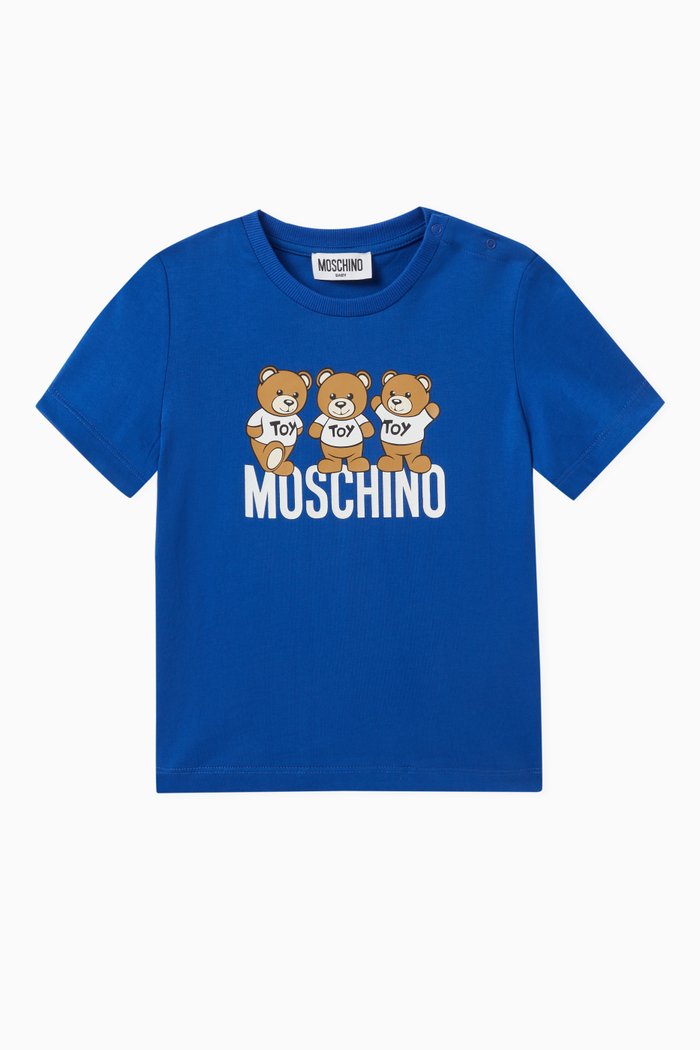 

Teddy Bear Print T-Shirt in Cotton, Blue