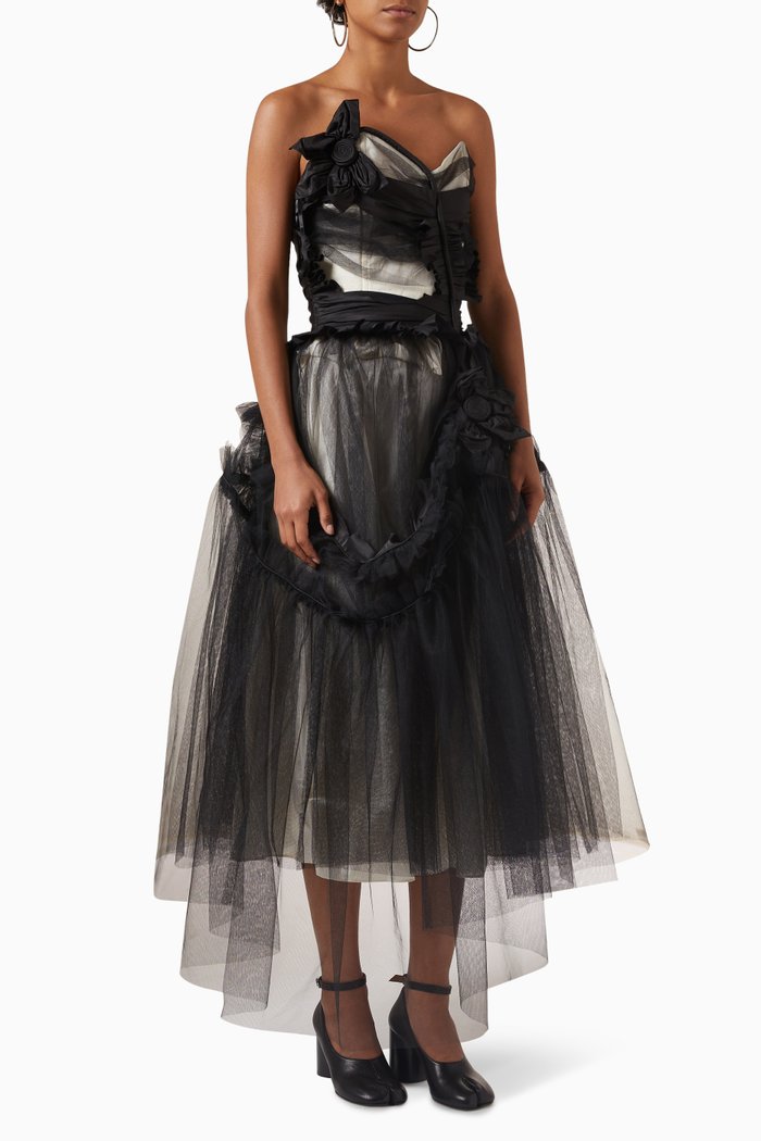 

Strapless Dress in Tulle, Black