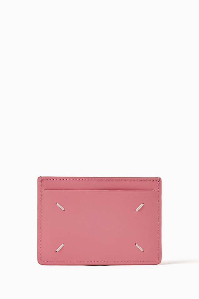 

Four Stitches Cardholder in Leather, Pink