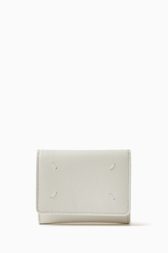 

Signature Stitch Wallet in Leather, White