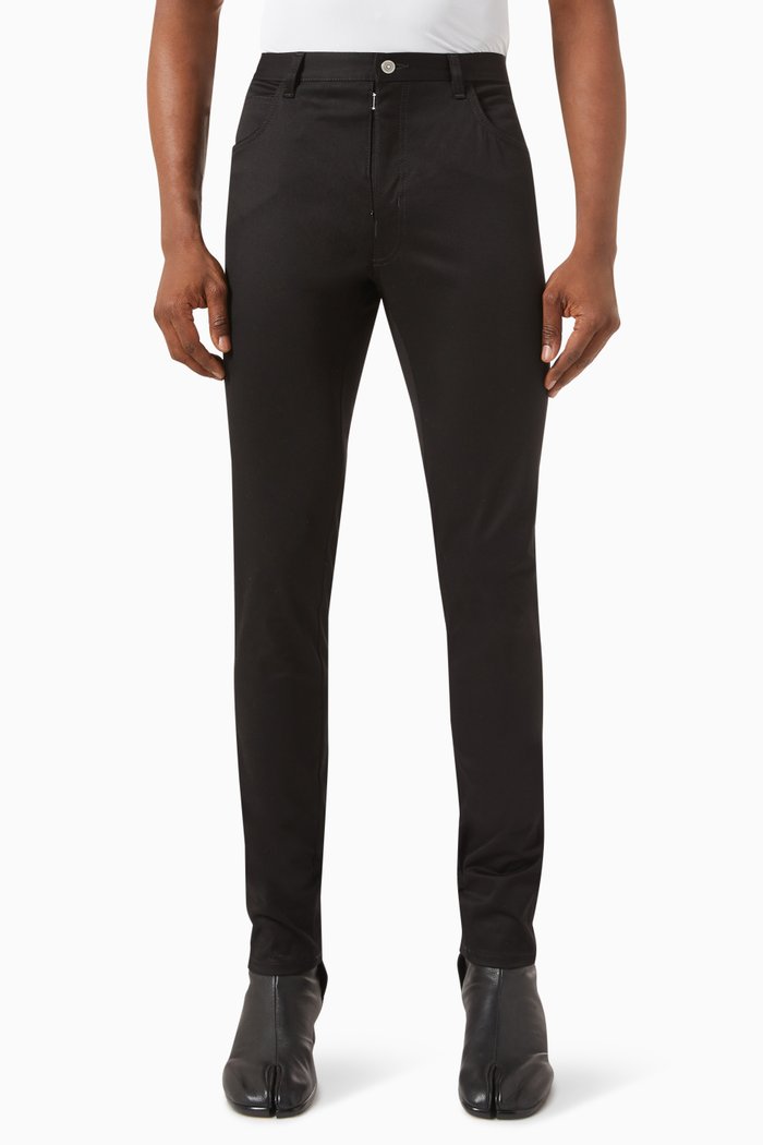 

Slim-fit Pants in Cotton, Black