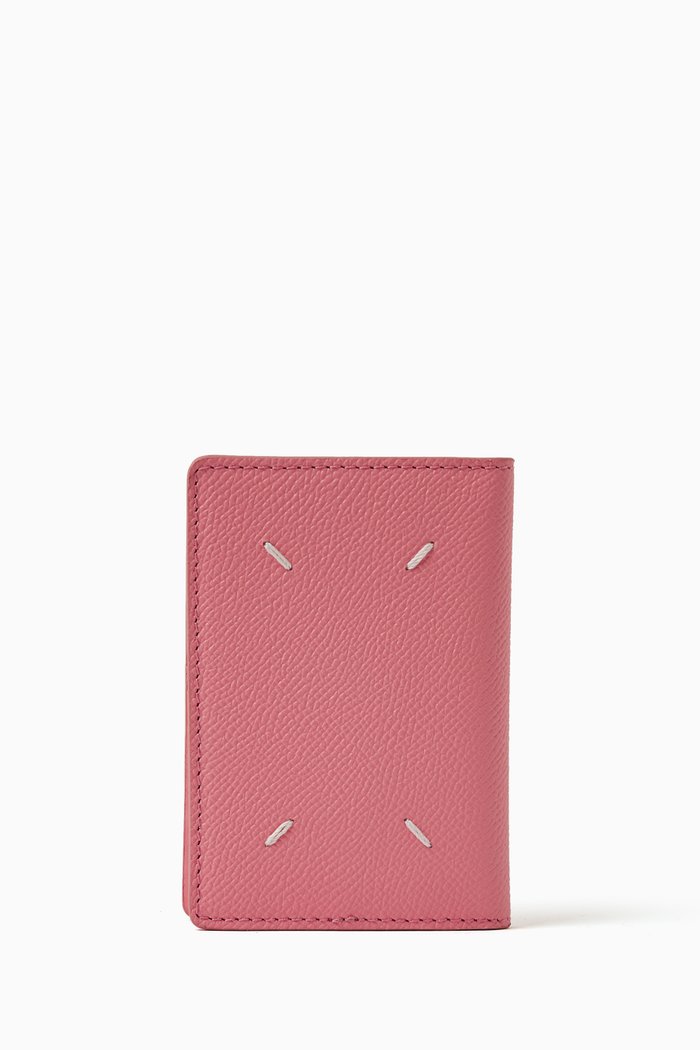 

Four Stitch Wallet in Leather, Pink