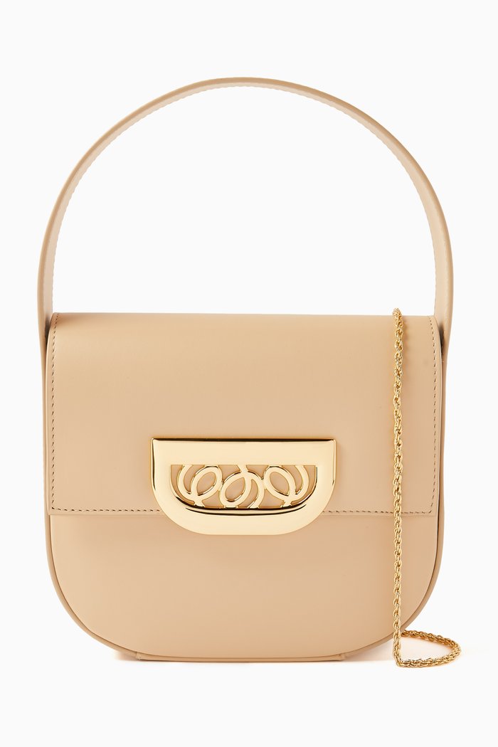 

Martin Small Top Handle Bag in Leather, Neutral