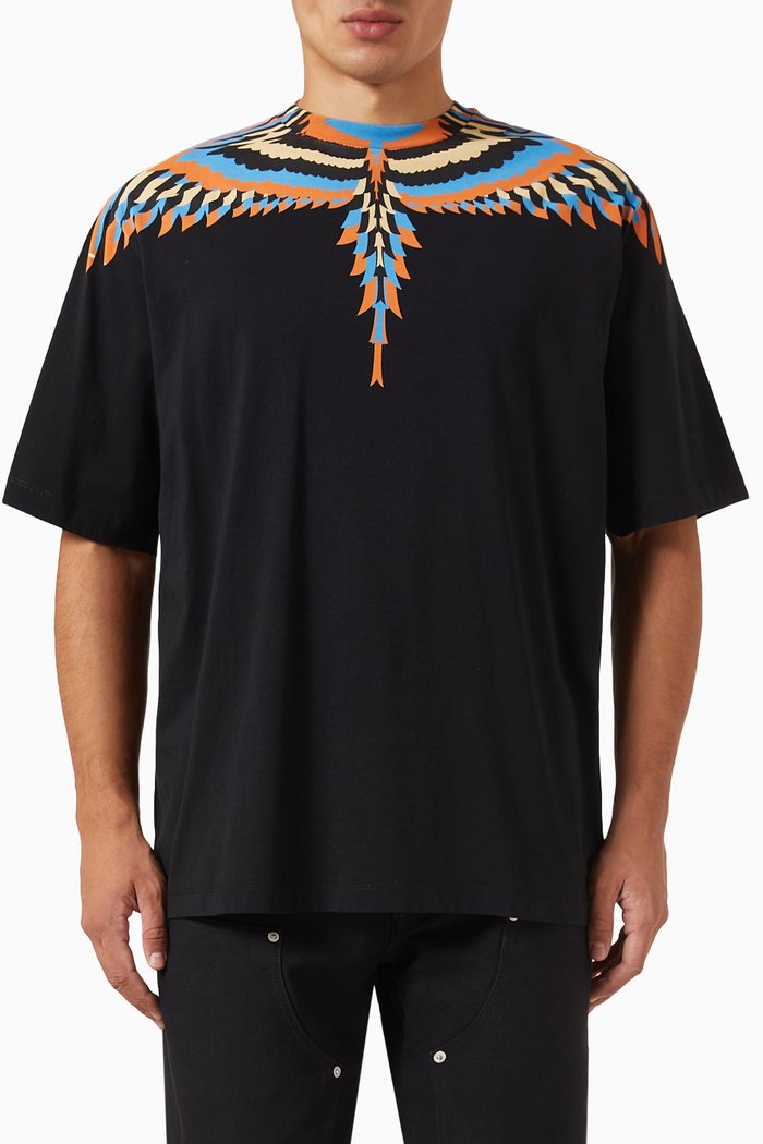 Optical Wings T-shirt in Cotton, Black