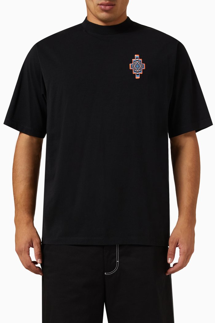 

Optical Cross T-shirt in Cotton Jersey, Black