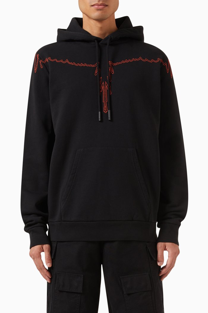 

Stitch Wings Hoodie in Cotton, Black