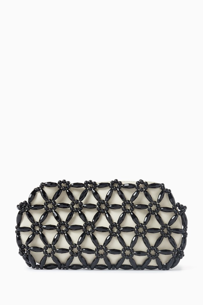 

Tebea Clutch in Glass Beads & Vegan Leather, Black