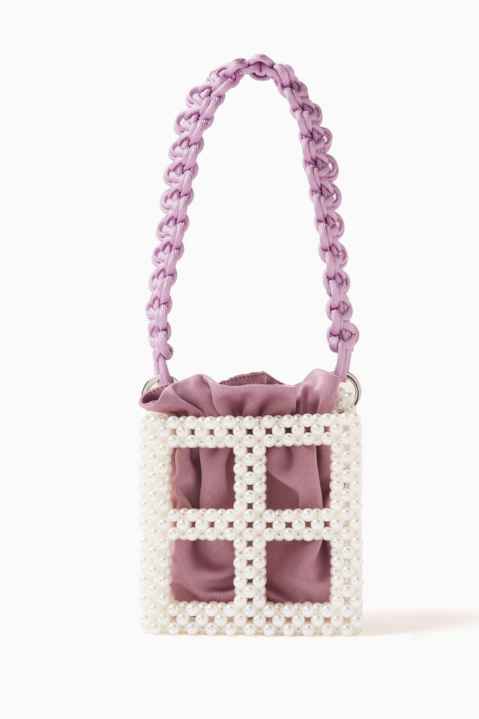 

Tekla Bucket Bag in Pearl & Satin, Purple