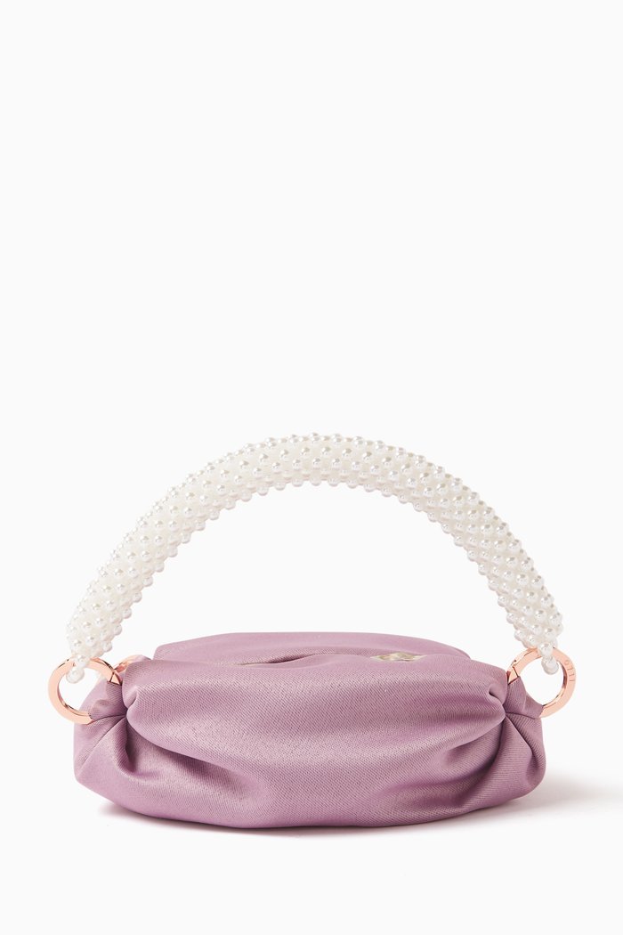 

Tiny Nino Pearl Tote Bag in Silk-satin, Purple