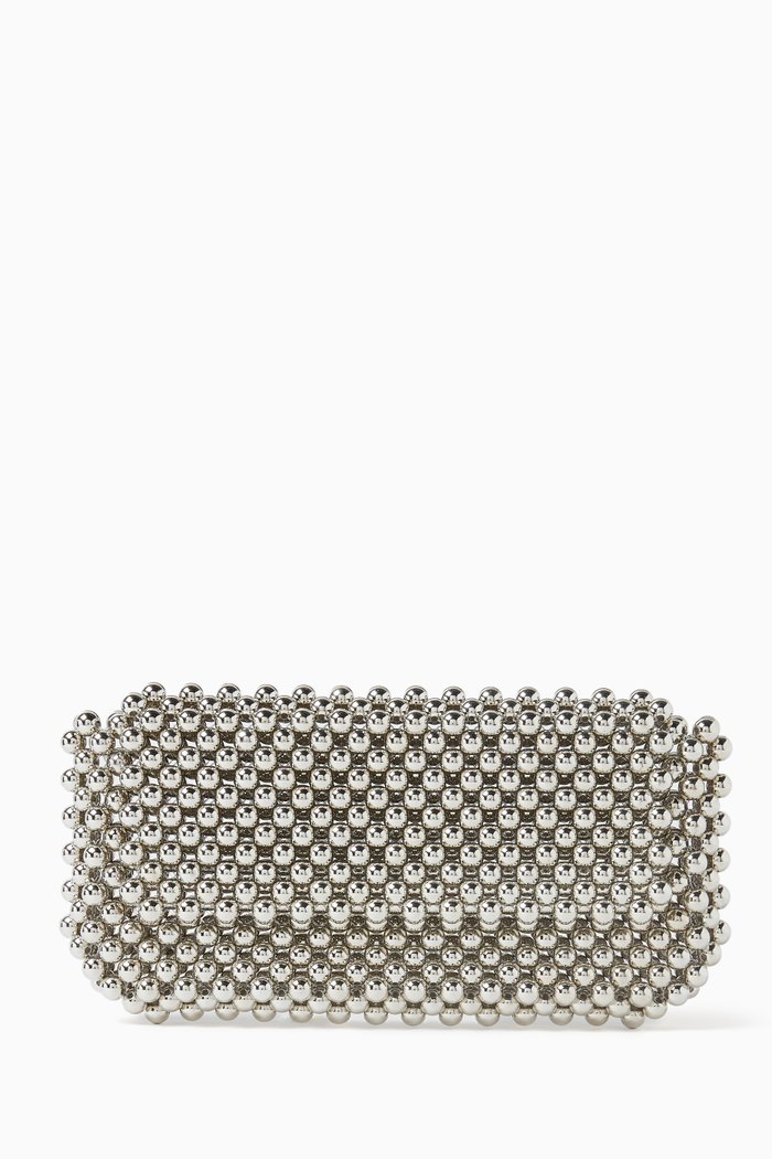 

Clover Clutch in Acrylic Beads, Silver