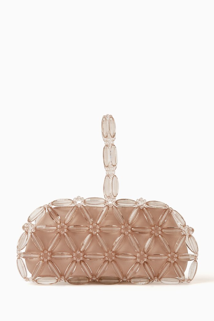 

Tebea Clutch in Glass Beads & Vegan Leather, Pink