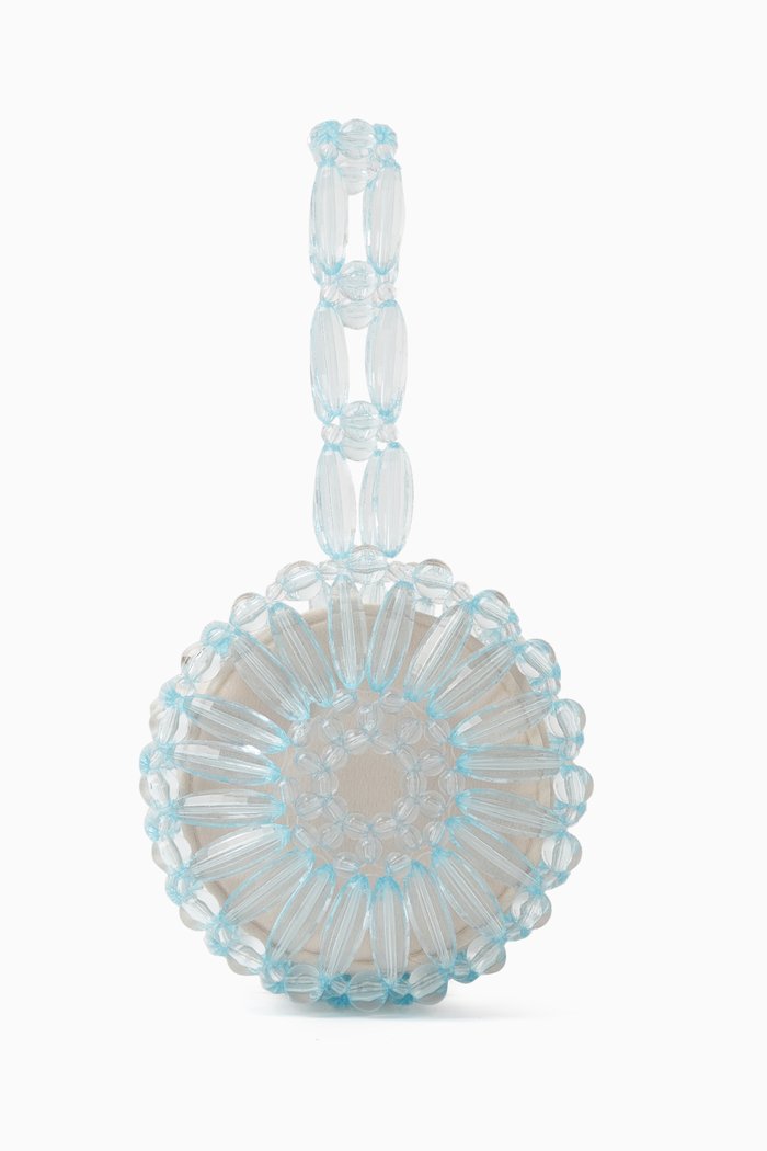 

Tiny Arya Top-handle Bag in Brass Beads, Blue