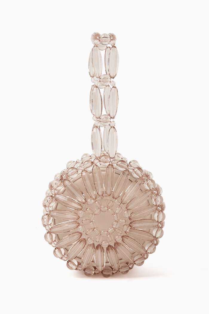 

Tiny Arya Top-handle Bag in Brass Beads, Pink
