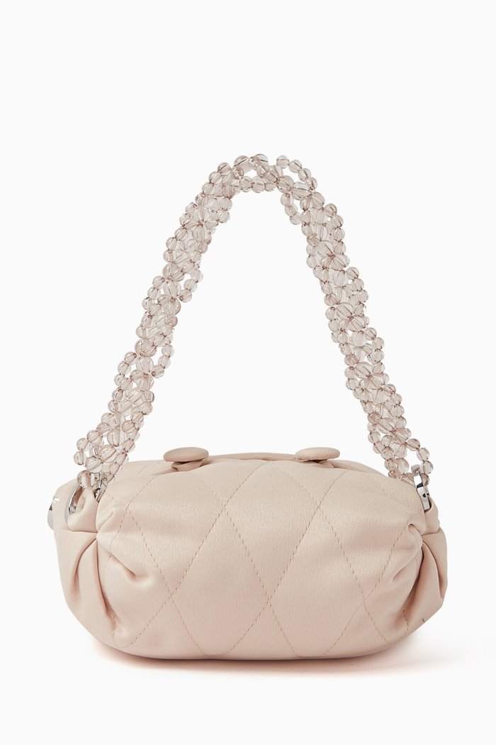 

Tiny Nino Pearl Tote Bag in Satin, Neutral