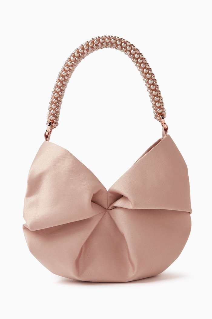 

Small Rosh Pearl Tote Bag in Satin, Pink
