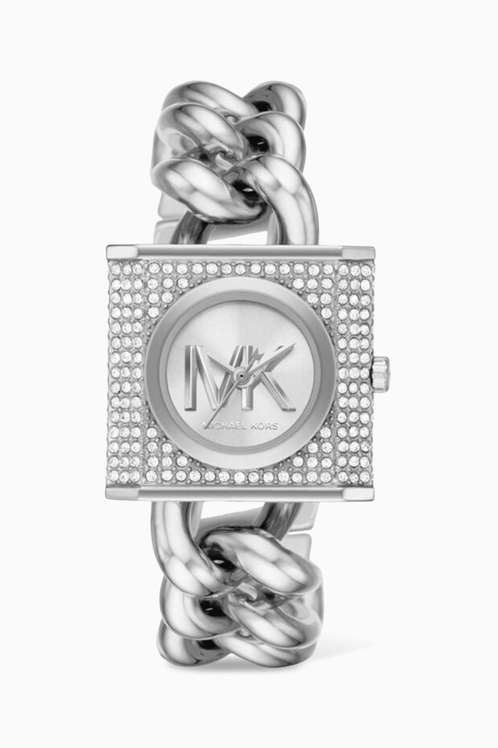 

Mini Lock Pavé Chain Stainless Steel Watch, 25mm, Silver