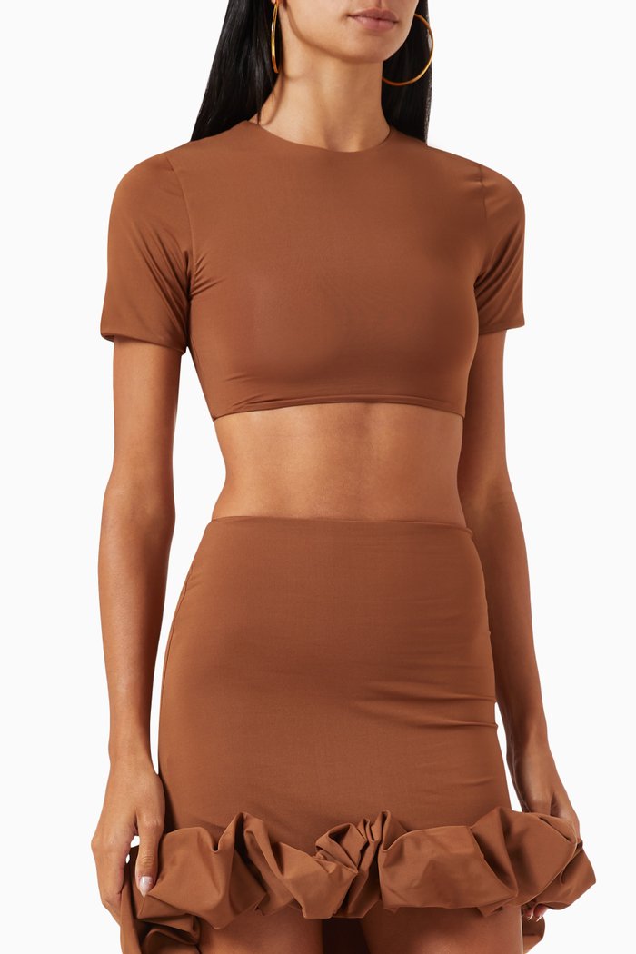 

Titote Crop Top in Stretch-nylon, Brown
